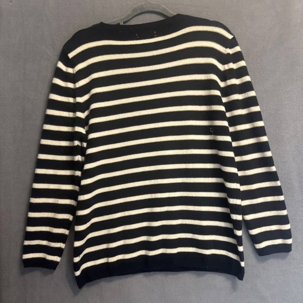 Chinti & Parker 100% Cashmere Striped Crewneck Sweater Size L Nautical *read*